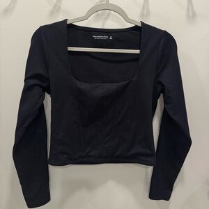 Abercrombie & Fitch Black Fitted Crop Long sleeve